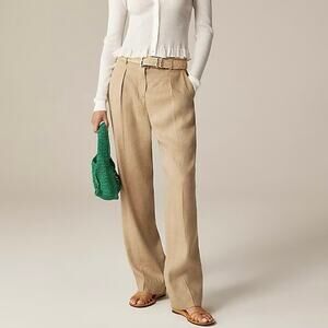 J.Crew Portia Linen Blend Pant Herringbone Honey Khaki Size 8 NWT